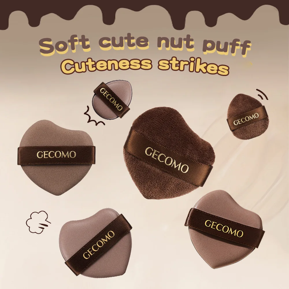 Nut Powder Puff Set Sponge Dry and Wet Dual-Use Leather Surface Flocking Makeup Puff Soft Skin-friendly Air Cushion 6 PCS GECOMO