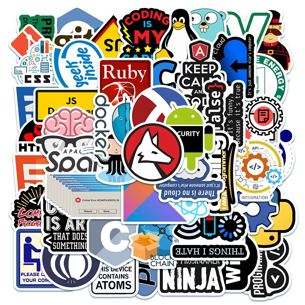 Cool Programming Stickers Set - Internet, Java, PHP, Docker, Geek, HTML, Bitcoin Vinyl Decals for Laptop, Phone - Pack of 10/20/50pcs for Kids and Children Description Image.This Product Can Be Found With The Tag Names Classic Toys, Programming stickers, Sticker, Toys Hobbies
