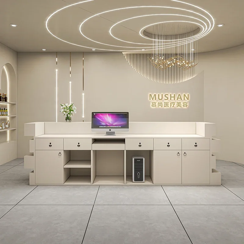 Reception Desk Balie Executive Counter Cosmetics Cashier Customer Center Checkout Podium Front Beauty Salon Store Store Counters