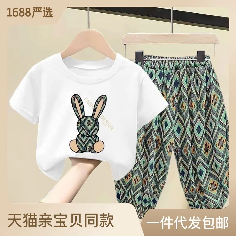 

Children Clothing Set Boy Girl Clothes Summer Suit Baby Sets Cute Cotton Tshirt Pants Toddler Loungewear Soft Tracksuit 2-10Y
