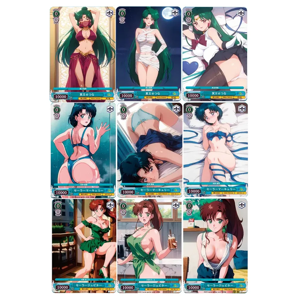 9Pcs/set Anime Girl Meiou Setsuna Kino Makoto Mizuno Ami Flash Card Diy Self Made Classic Game Anime Collection Cards Gift Toys