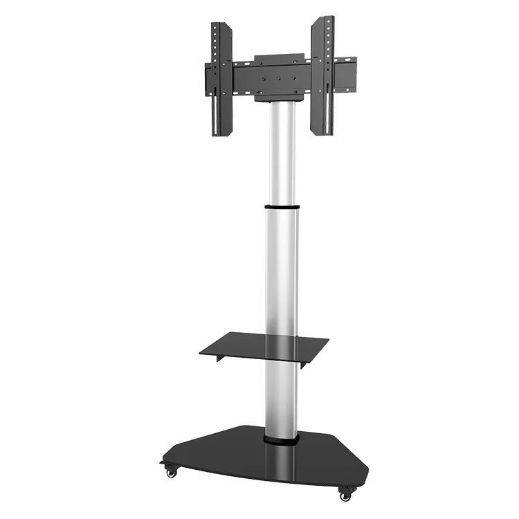 

Алюминиевый Мобильный Телевизор с колесами, напольная стойка для телевизора, основание из закаленного стекла и полка для ЖК-телевизора 32-70 дюймов