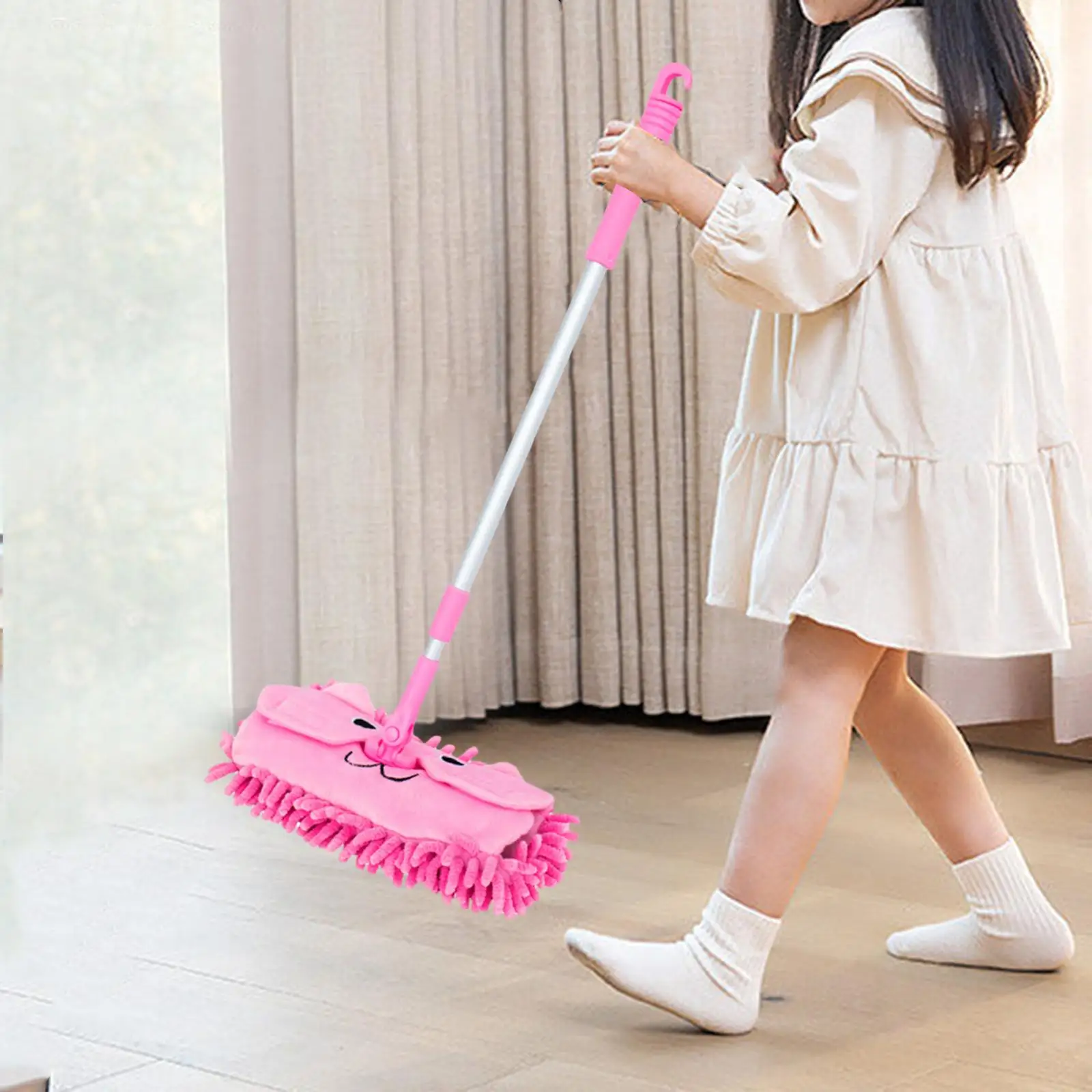 Kids Mini Mop Toy Pretend Play Basic Skills Retractable Floor Cleaning Kids Household Cleaning Toy Role Play for Housework Gifts 3