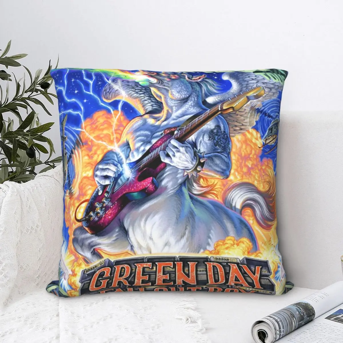 

Mega Tour Greenday Square Pillowcase Polyester Pillow Cover Velvet Cushion Decor Comfort Throw Pillow For Home Sofa