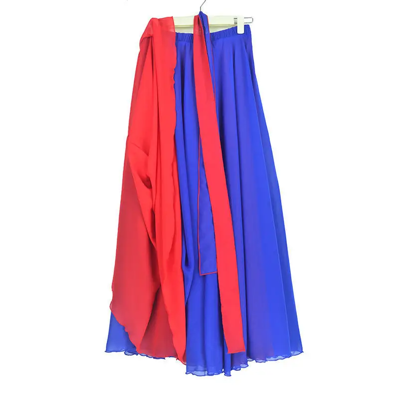 blue skirt 2022 Summer Women's New Skirts Double-sided Skirts Women's Dance Dance Skirts Solid Color Women's Skirts Medieval Skirt silk skirt