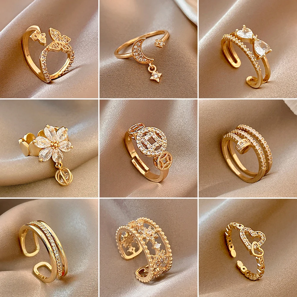 Gold Ring Adjustable Size Adjustable Fashion Women Ring Style Gold