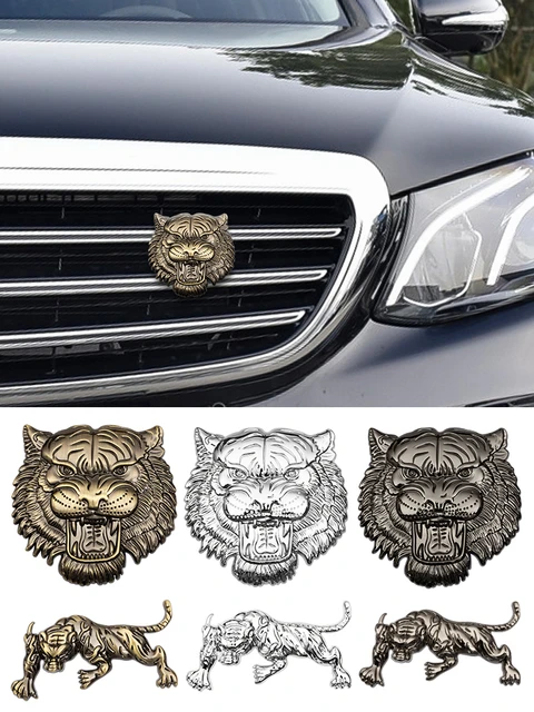 Logo de tête de tigre dans le filet de voiture, modification tout-terrain,  boîte de queue de carrosserie avant, décoration en métal, étiquetage de  voiture - AliExpress