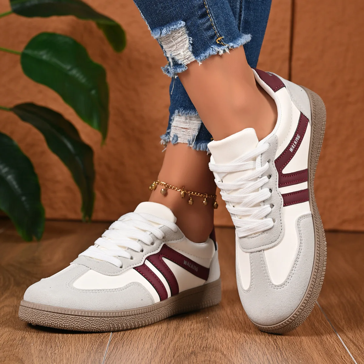 Women Casual Flat Sports Shoes Fashion Design Platform Sneakers Woman Lightweight Non Slip Lace Up Vulcanized Shoe Zapatos Mujer