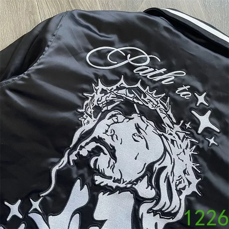 

2024ss HELL STAR Black Bomber Jackets Men Women 1:1 Best Quality Heavy Embroidery Logo Oversized Jacket