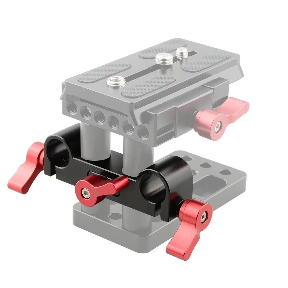 4 Holes 15mm Rod Clamp Compatible With Manfrotto Quick Release Plate For DSLR Ca