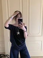 T-shirts femmes solide Simple été décontracté Cleanfit à manches courtes tout-match jeunes filles Streetwear Y2k haut vêtements esthétiques Ins 2