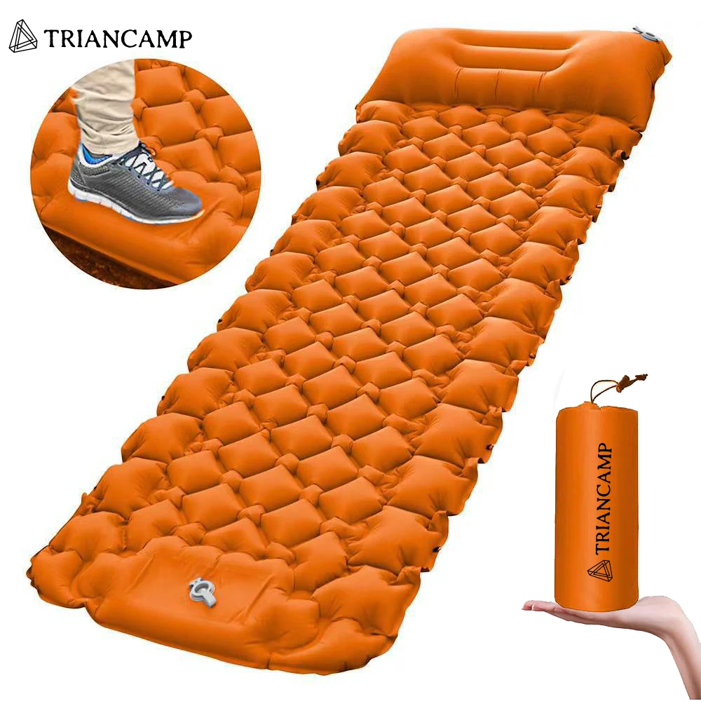 

Inflate 60s Outdoor Camping Sleeping Pad Inflatable Mattress with Pillows Tourist mat Ultralight Folding Bed Hiking Air Cushion