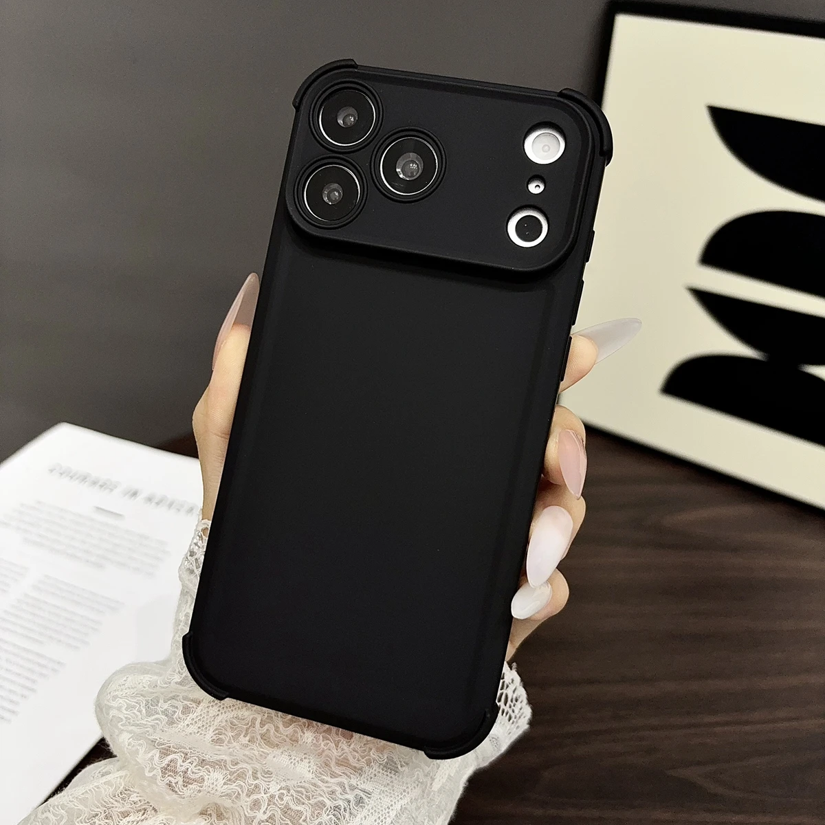 Shockproof Silicone Plain Soft Phone Case with Full Lens Protection