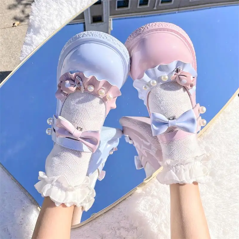 Женские туфли Лолиты Kawaii в стиле пэчворк японском разных цветов для девушек Мэри