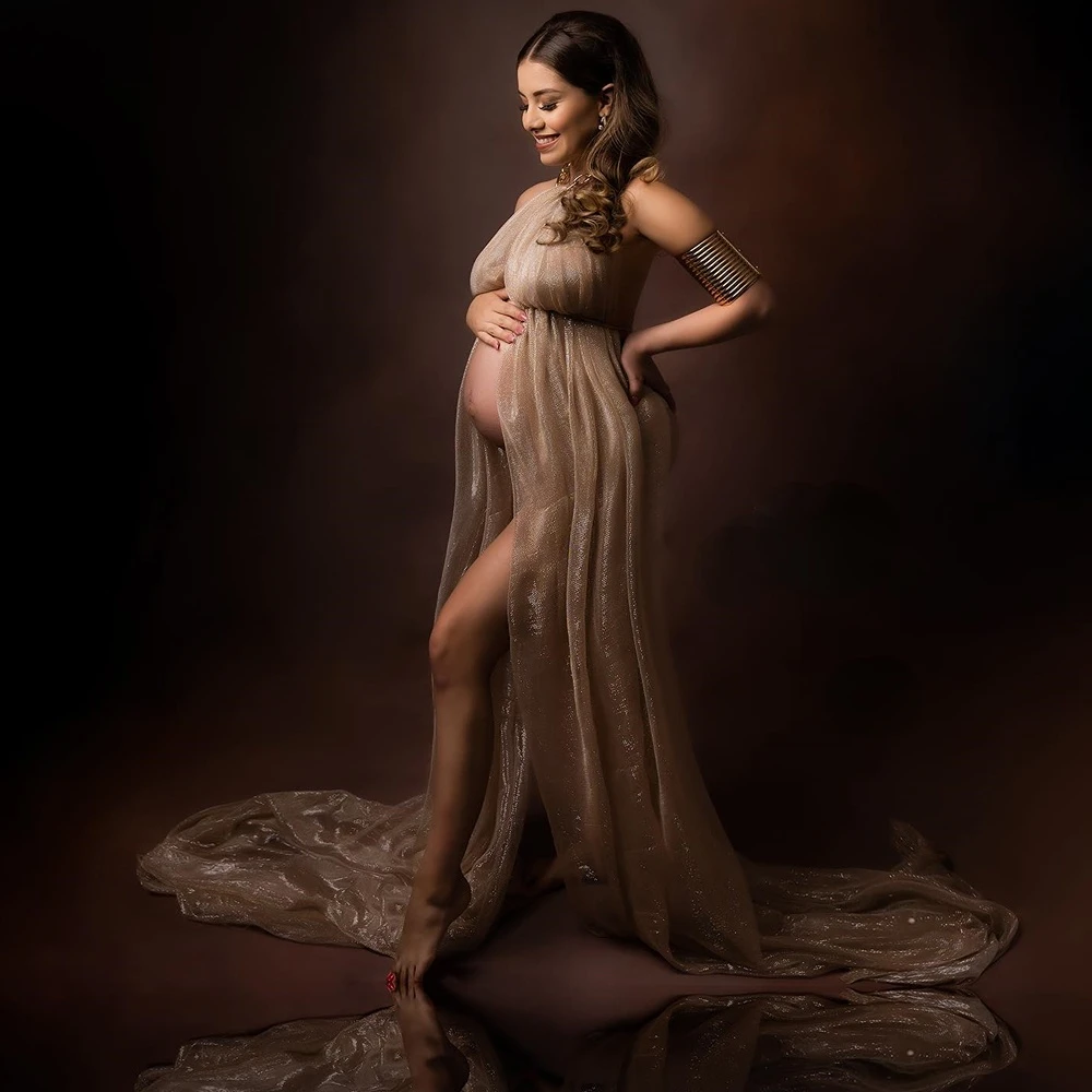 lace-maternity-dresses-photography-props-gown-goddess-mesh-robe-fabric-photo-shoot-props-gold-necklace-accessories