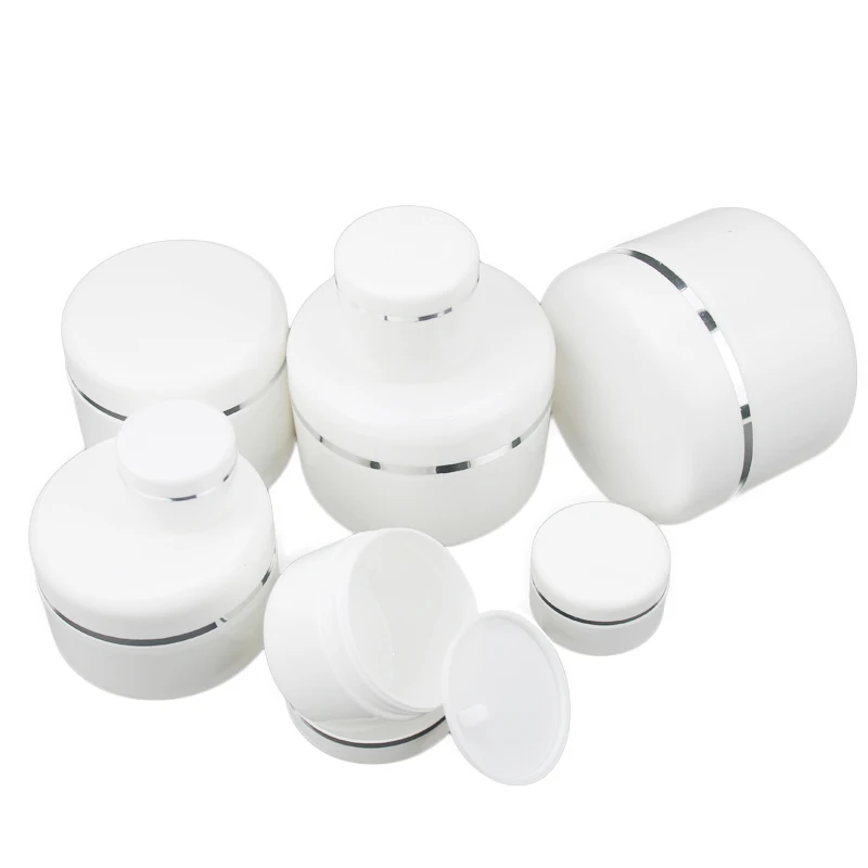 

10Pcs 10g/20g/30g/50g Travel Face Cream Lotion Cosmetic Container White Plastic Empty Makeup Jar Pot Portable Refillable Bottles
