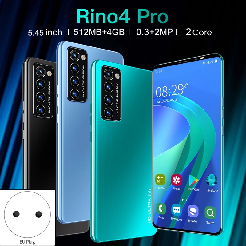 Rino4 Pro Smartphone 5.45 Inch MTK6572 Dual Core 512MB RAM+4GB ROM Dual Card Dual Standby Android4.4 Phone EU Plug