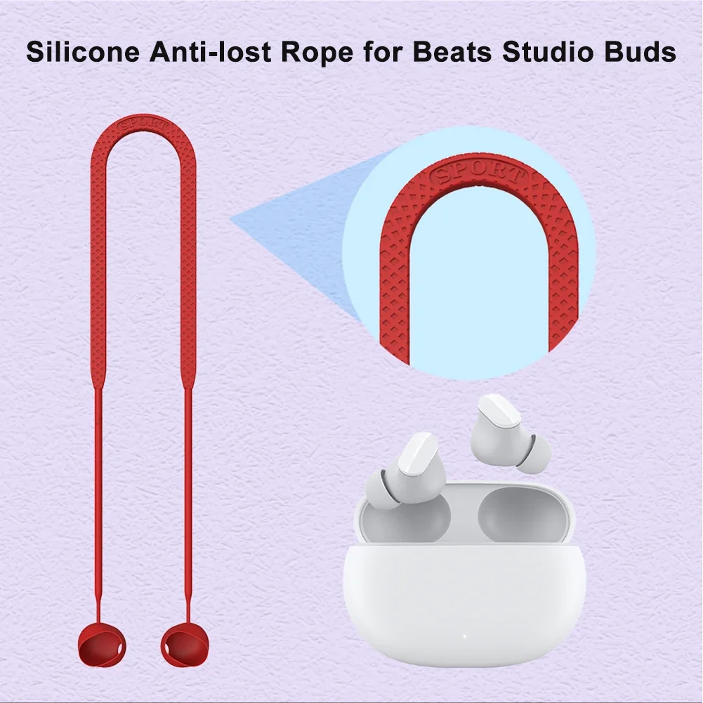 Earphone Strap for for Beats Studio Buds Anti Lost Strap Silicone Rope for Bluetooth-Compatible Earphones Silicone Lanyard