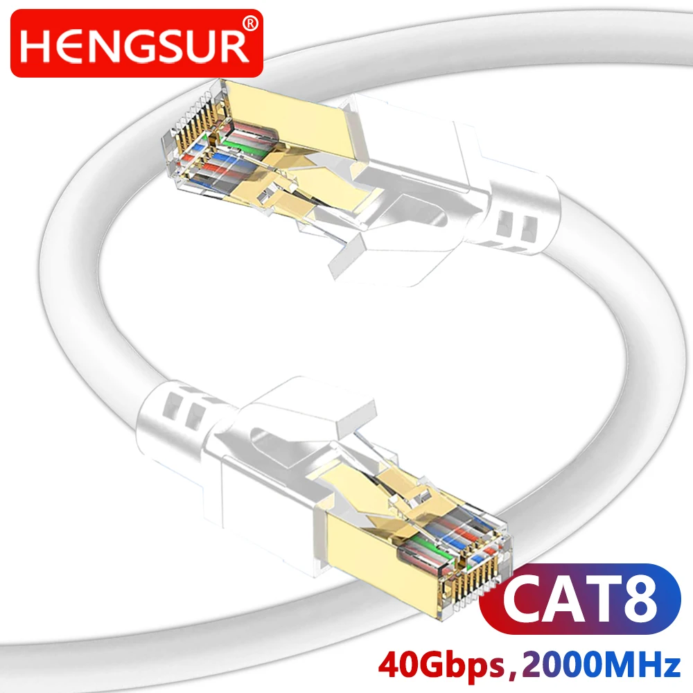 Kot 8 kabel Ethernet wysokiej prędkości 40Gbps 2000MHz RJ45 ekranowany przewód sieć internetowa Lan dla PS5 Laptop Router Patch Cord Cat8