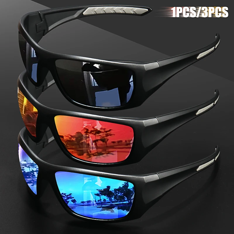 1 Stück/3 Stück polarisierte Unisex-Sportsonnenbrille – unzerstörbarer Rahmen, UV400-Schutz, ideal zum Radfahren, Angeln und Laufen