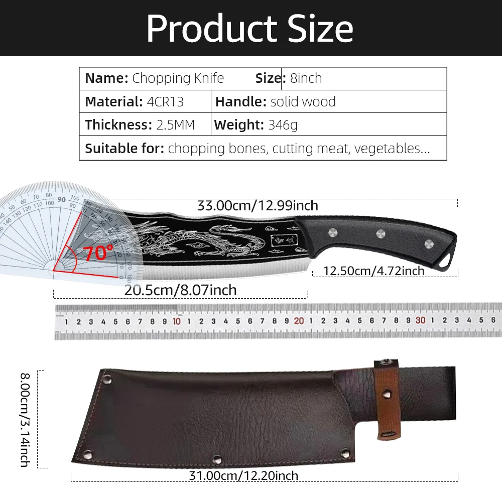kitchen knife Meat Cleaver Butcher Kitchen Knife Serbian Chef Knife With Sheath Choping Bone Cutter Handmade for Household