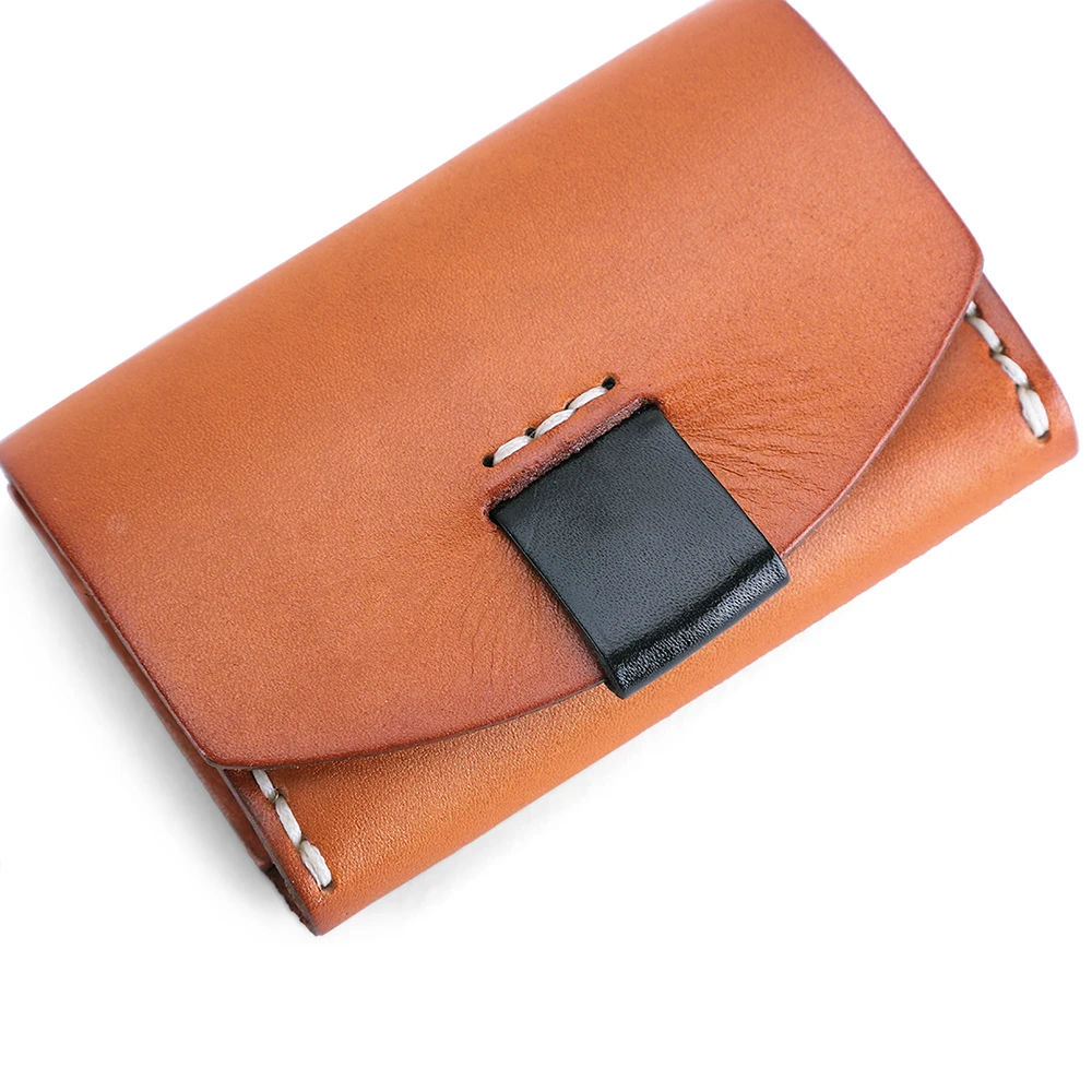 Vegetable Tanned Leather Card Bags Genuine Leather Zero Wallet Mini Card Case Cowhide Retro Card Holder Change Purse