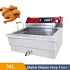 220V 30L Commercial Electric Fryer Potato Tower Machine French Fries Fritters Deep Fryer Frying Machine With Oil Drain Faucet 3