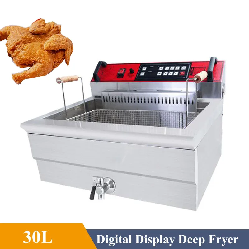 30L Computer Version Commercial Electric Deep Fryer, Snack Machine With Removable Basket, Stainless Steel, Oil Fryer 3