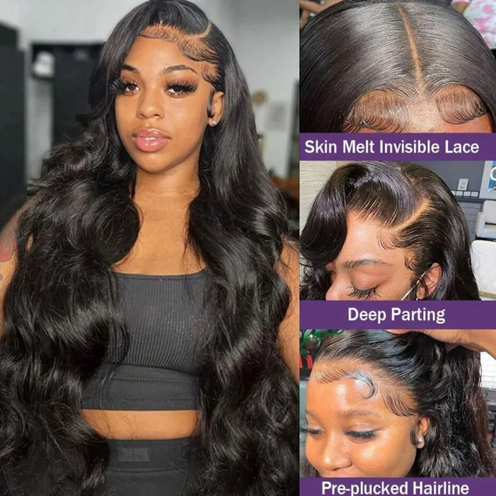 250% Density 13x4 Lace Front Wig Human Hair Body Wave Transparent Brazilian Virgin Human Hair Wigs 30 Inch