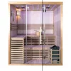 Hemlock Wood Traditional Wet or Dry 4-5 Person Glass Wall Sauna, with 6KW Heater, Rocks, Water Bucket, Ladle, LED Lights, Sauna 6