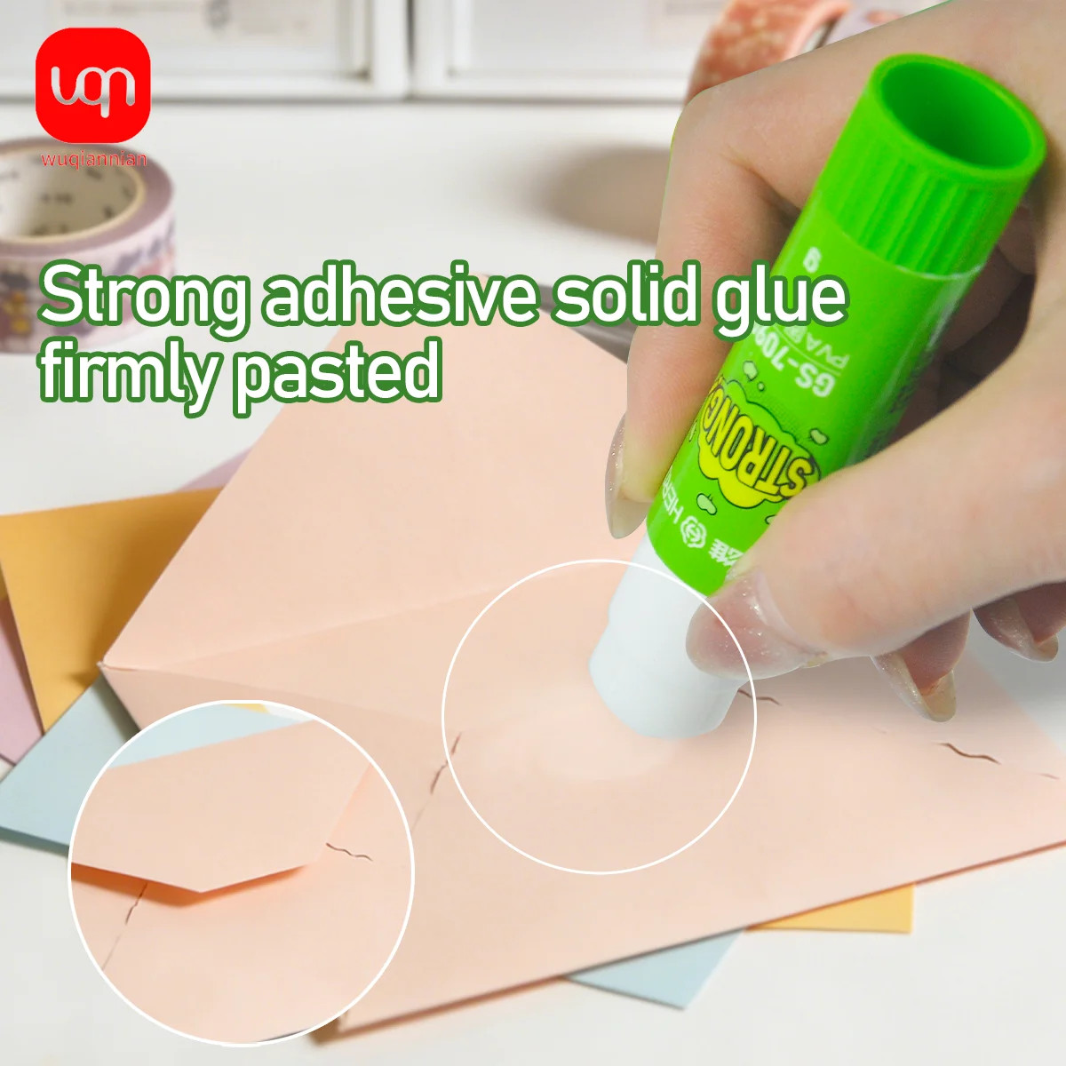WQN-3/6PCS PVA 고체 접착제 스틱, 무독성, 세척 가능, DIY 페인팅 및 학교 문구 용품에 재사용 가능