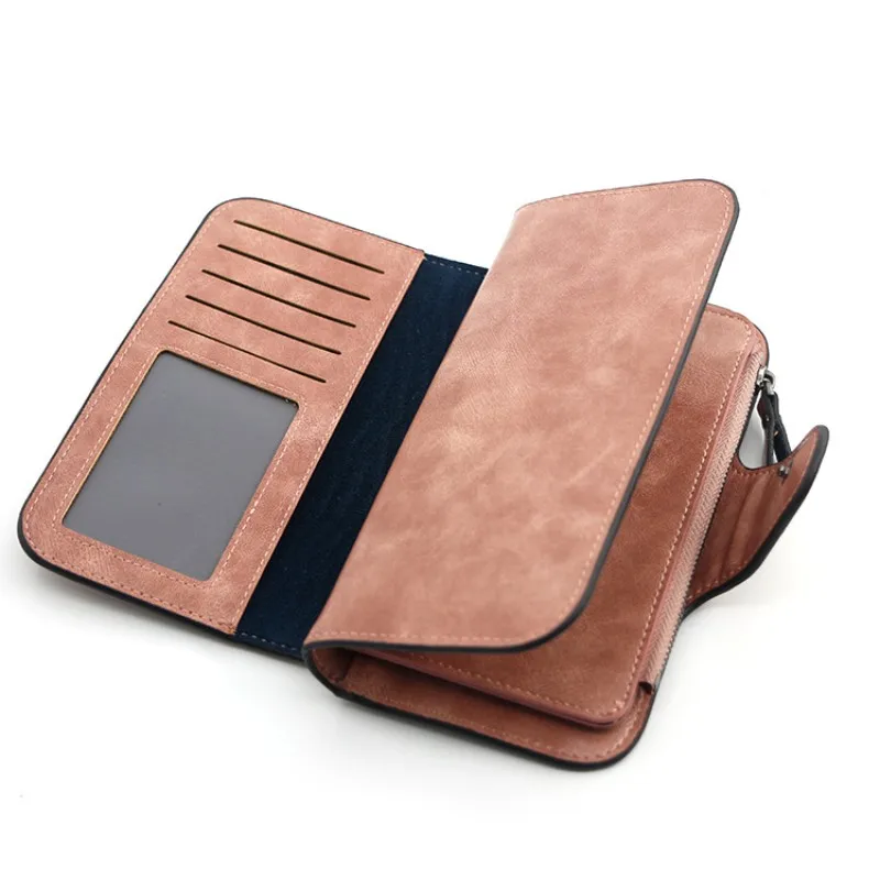 Women's Wallet Made of Leather Wallets Three Fold VINTAGE Womens Purses Mobile Phone Purse Female Coin Purse Carteira Feminina 4