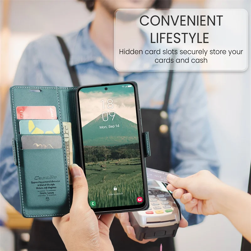CaseMe Leather Flip Wallet Phone Case with Card Holder