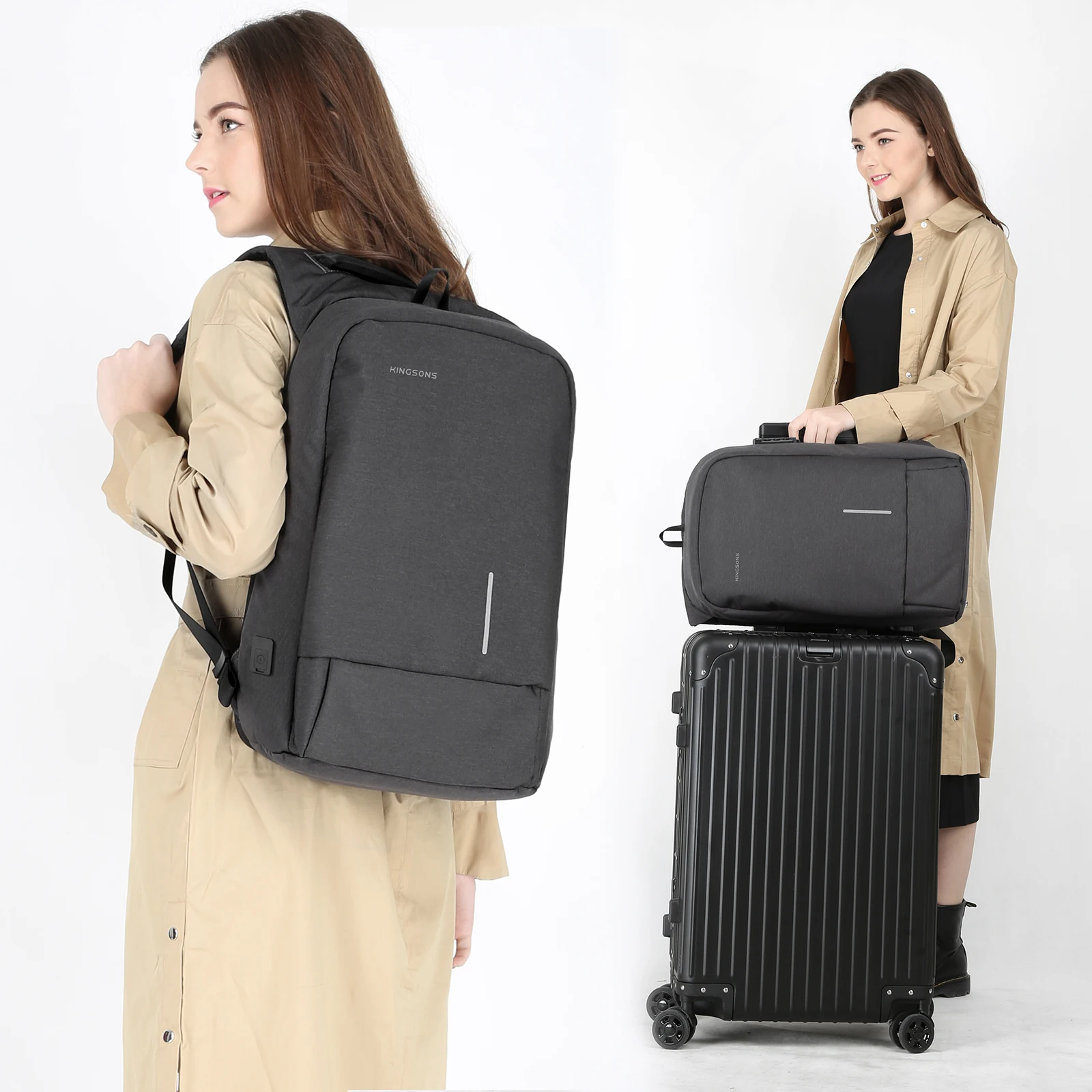 Kingsons 15 17 inch Laptop Backpack Men Multifunction Waterproof Business Laptop Backpacks USB Charging Bags Anti-theft TSA Lock