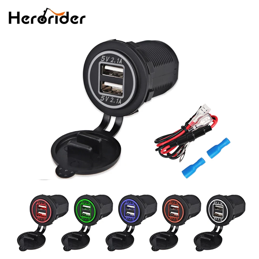 CarUSBPowerOutlet42ACarChargerDualSocketAdapterMotorcycle