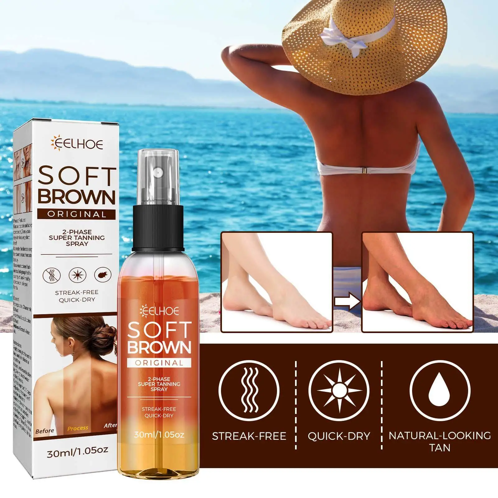 Self Tanning Mousse Spray Fast Body Face Self Tanner Fake Tan Cream