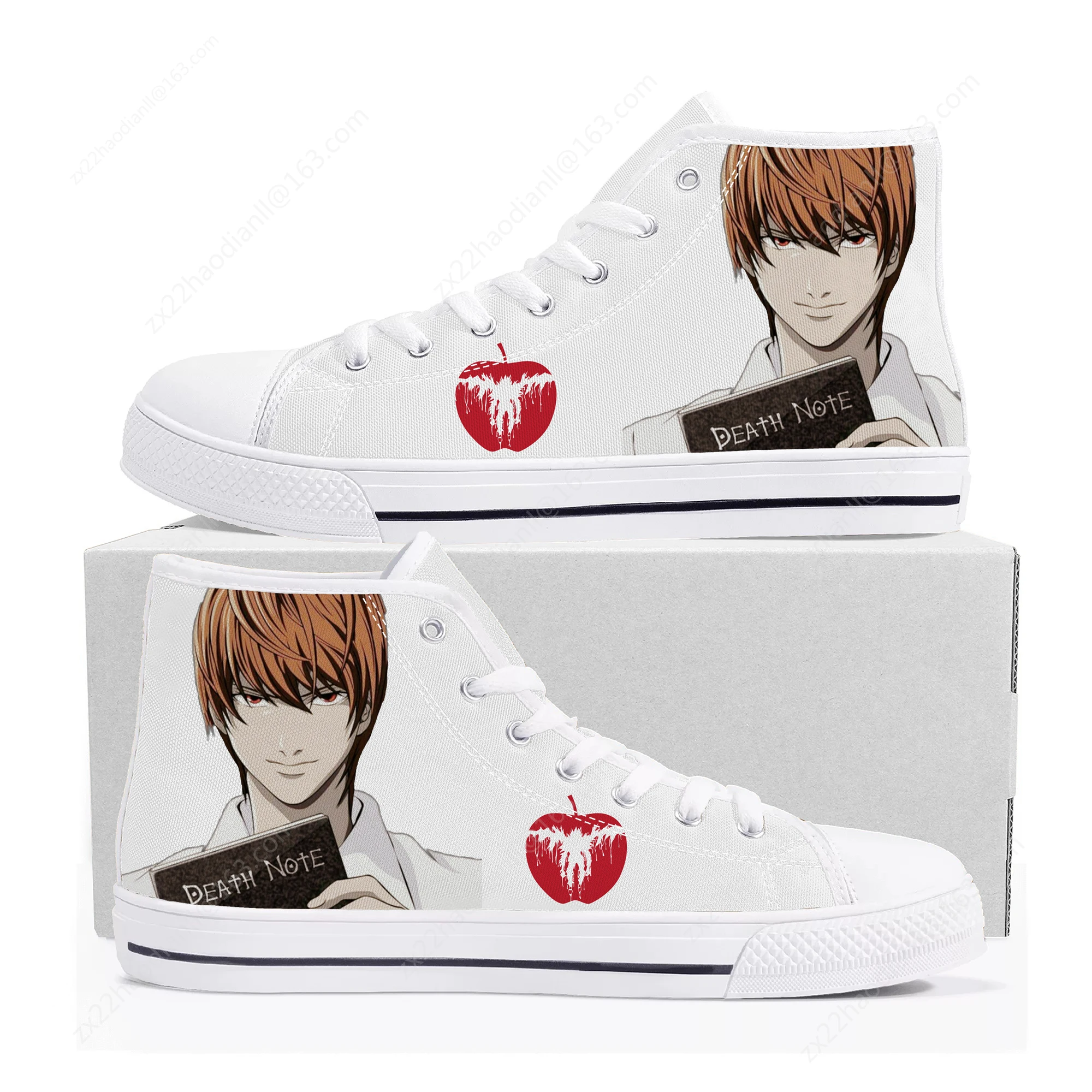 Hot Death Note Yagami Light L High Top Sneakers Mens Womens Teenager Canvas Sneaker High Quality Casual Couple Shoes Custom Shoe