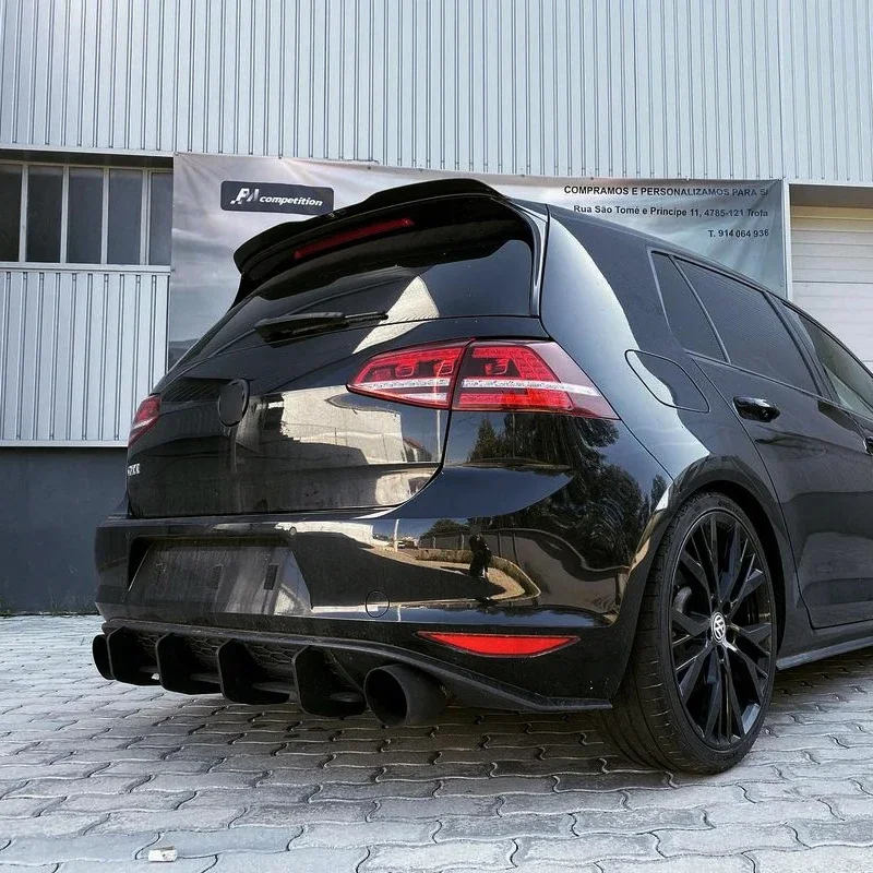 Glossy Black Car Rear Bumper 4 Fins Diffuser Rear Side Splitters Spoiler Lip for VW Volkswagen Golf 7 VII MK7 GTI 2013-ABS car accessories rear bumper lip rear bumper diffuser