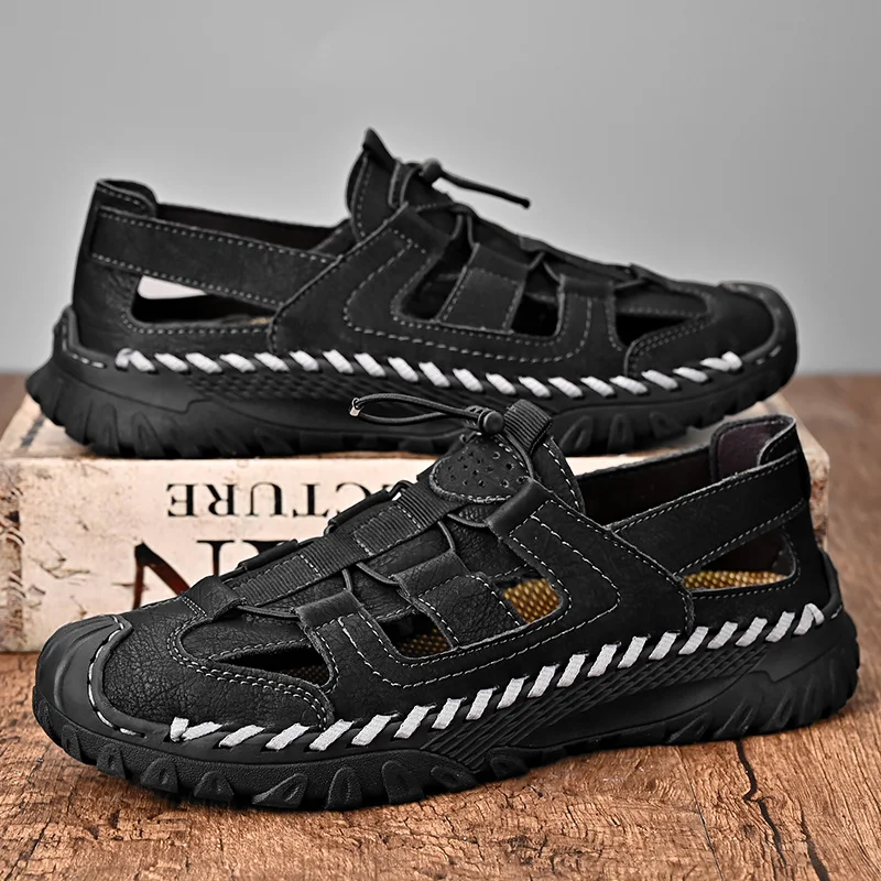 Vīriešu pārgājienu sandales ērtas ikdienas, elpojošas, neslīdošas sporta sandales āra sportam vasaras sporta āra sandales_voghion.com