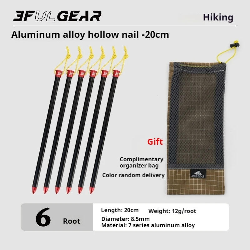 Camping Tent Accessories Tent Pegs 3F UL GEAR Tent Nail 6/10 Pcs 15/20cm Aluminum Alloy Pegs Outdoor Camping Accessories Legs Stakes Canopy Awning Nail Ground Peg