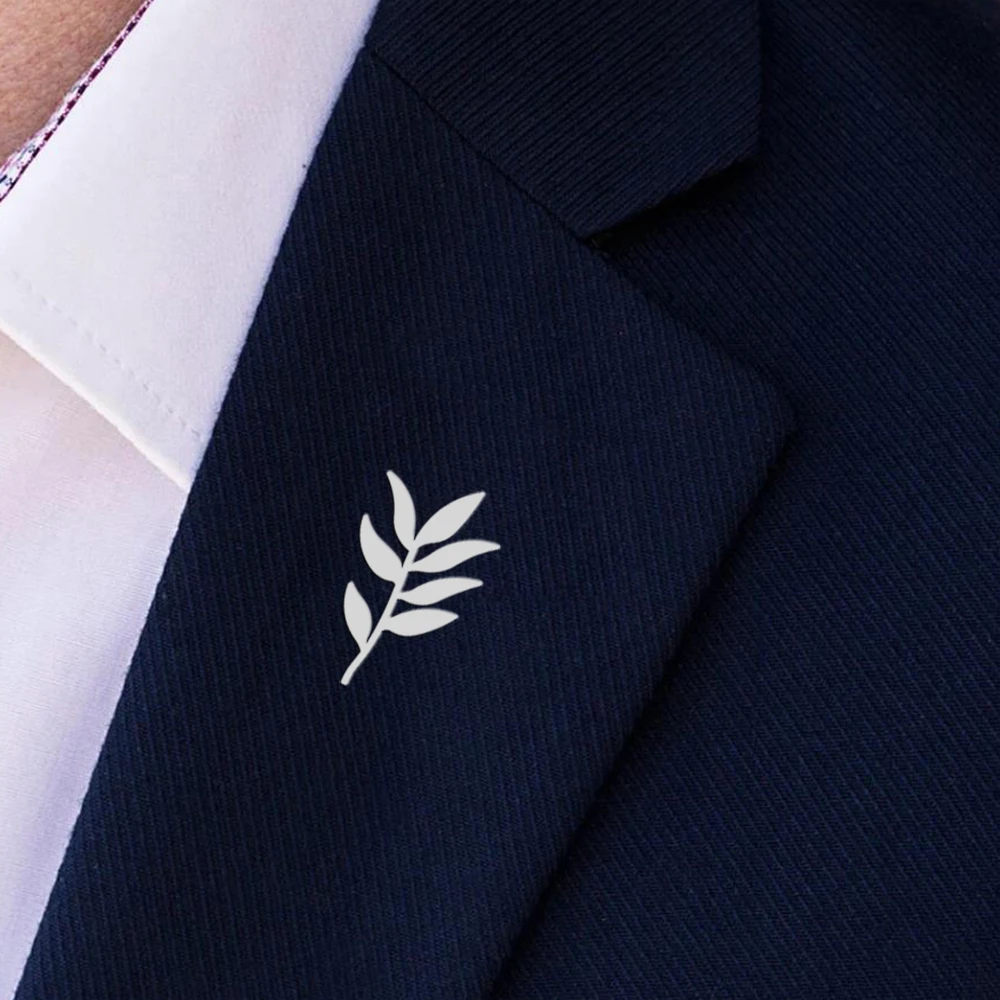 

Wholesale Men's Lapel Brooches, Fashionable Olive Branch Accessory Pins, Stainless Steel Fashion Accessories, Gift Jewelry