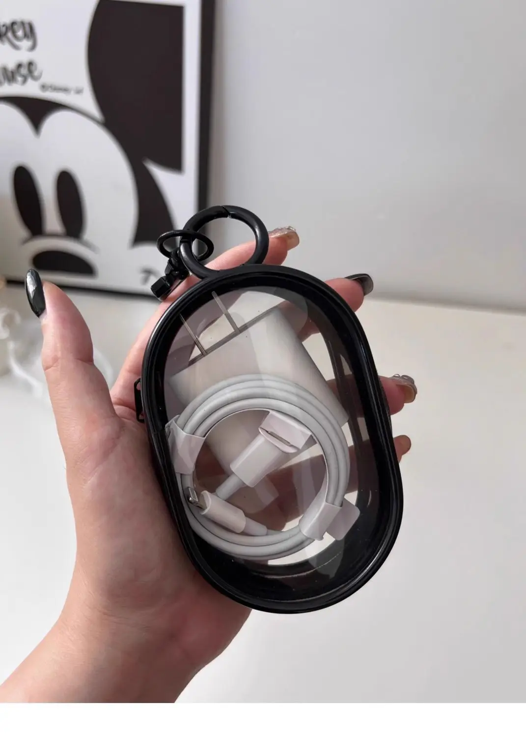 Transparent Winding Charging Storage Bag - Portable Data Cable Charger Earphone Phone Organizer Box