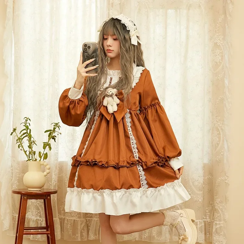 Maid Lolita Chemise Cosplay Role Playing Costumes for Party Club Stage Apparel Bow Ties Ball Gowns Waitress Uniform Plus