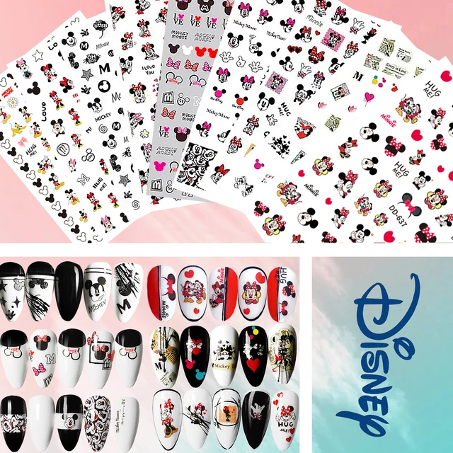 1PCS Disney New Cartoon Mickey Mouse Nail Stickers Nail Art Decoration  Stitch Disney Princess 3D Stickers Nail Art Accessories