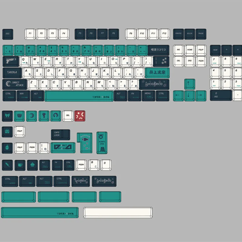 Lycoris Recoil Pbt Keycap Design Personalizado Cereja Perfil Dye Sublimação 140 Chaves para Outemu Gateron Ttc Kailh Cereja mx Interruptor - Imagem 6