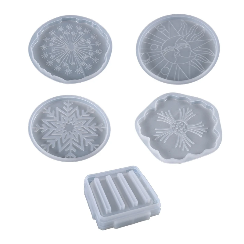 Handmade Irregular Flower Pattern UV Crystal Epoxy Resin Mold Cup Mat Storage Base Silicone Mould DIY Craft Mold