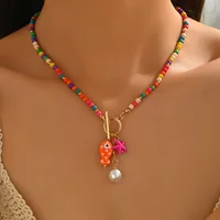 ZAKOL Bohemian Sea-Inspired Ceramic Fish & Starfish Pendant Necklace Dopamine Rainbow Color Beads Necklaces Beach Jewelry 3