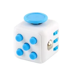 Stress Relief Fidget Cube and Hand Spinner Sensory Toy (White blue)