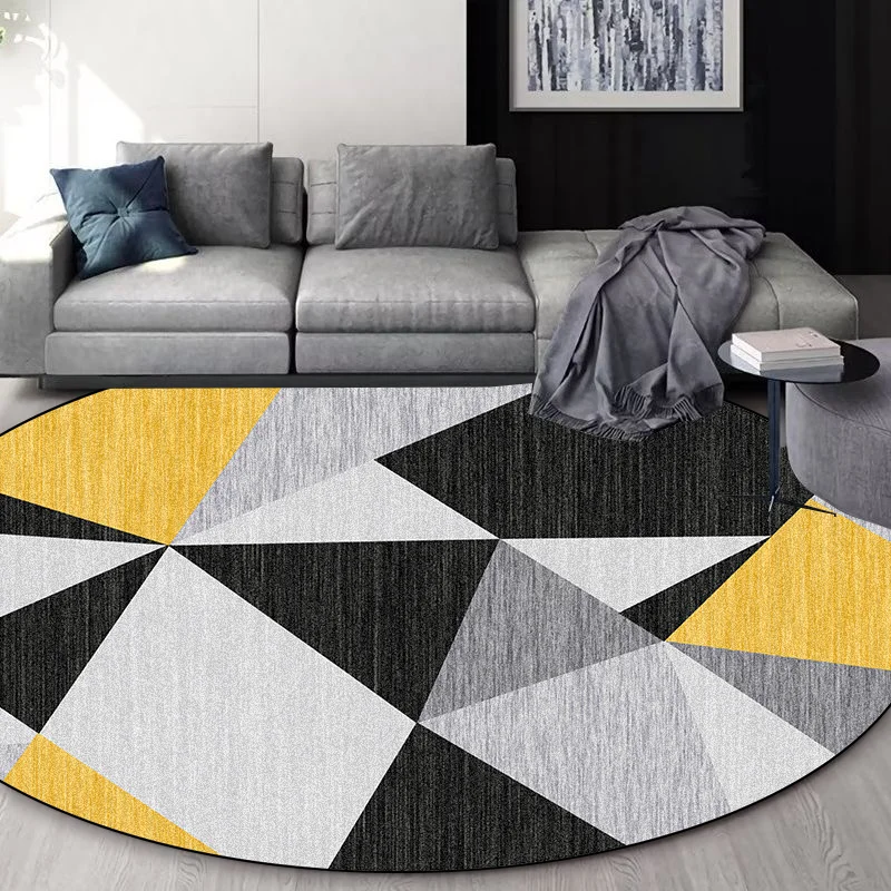 Modern Geometric Round Carpet Living Room Grey Luxury Decoration Home Bedroom Soft Rugs Lounge Coffee Tables Non-slip Floor Mats 4