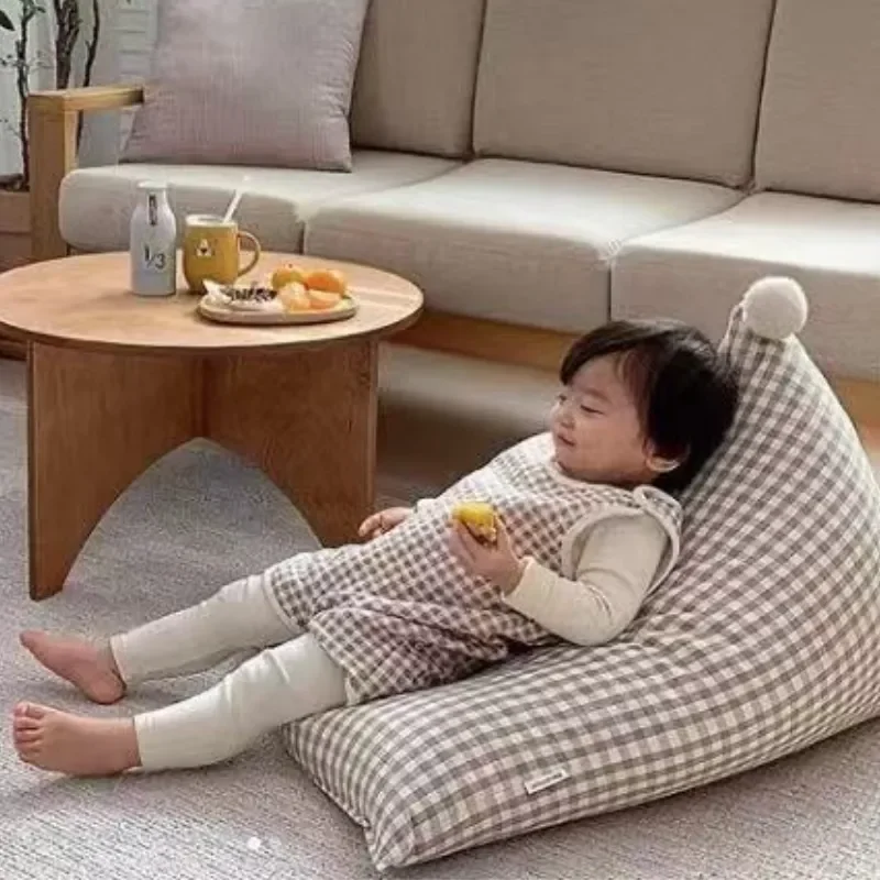 머리카락 볼 콩 주머니 소파 낮잠 격자 무늬 귀여운 레이지 거짓말 좌석 의자 이동식 세탁 가능한 의자 다다미, 어린이 방 장식